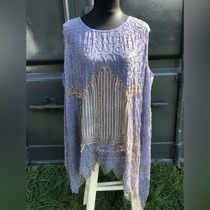 Free People beaded top. Xx/s purple top.